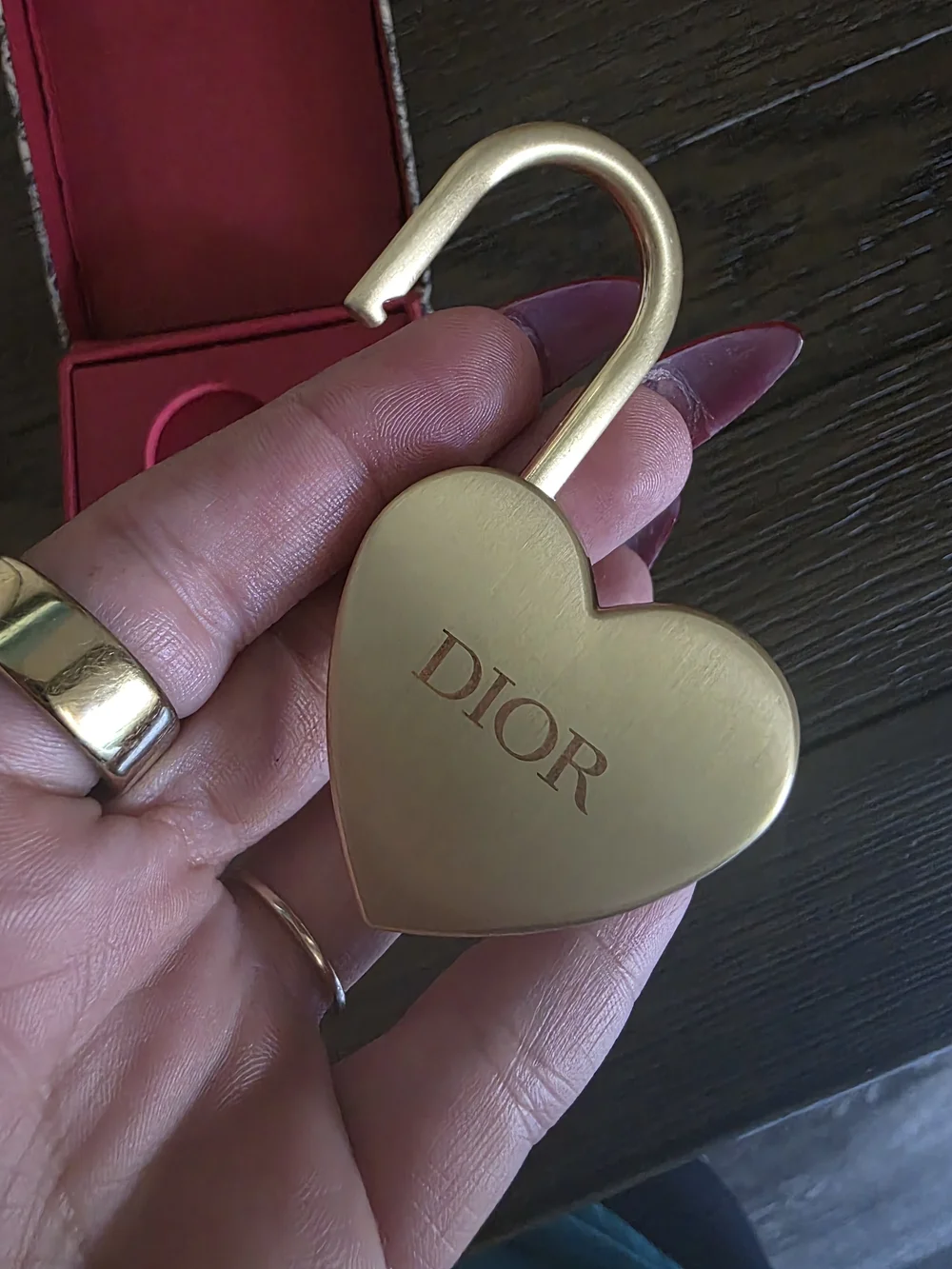 Dior Heart Padlock Key Set in Gold